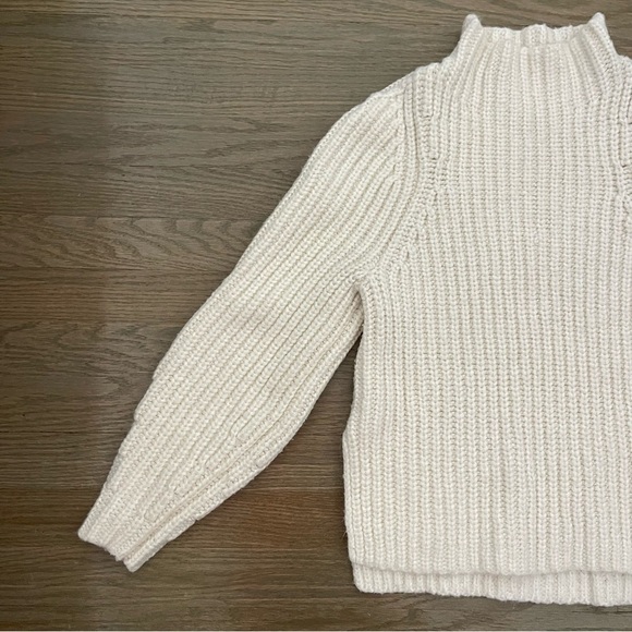 Leith Women's Ivory Chunky Ribbed Knit Mock Neck Pullover Sweater - Picture 11 of 11